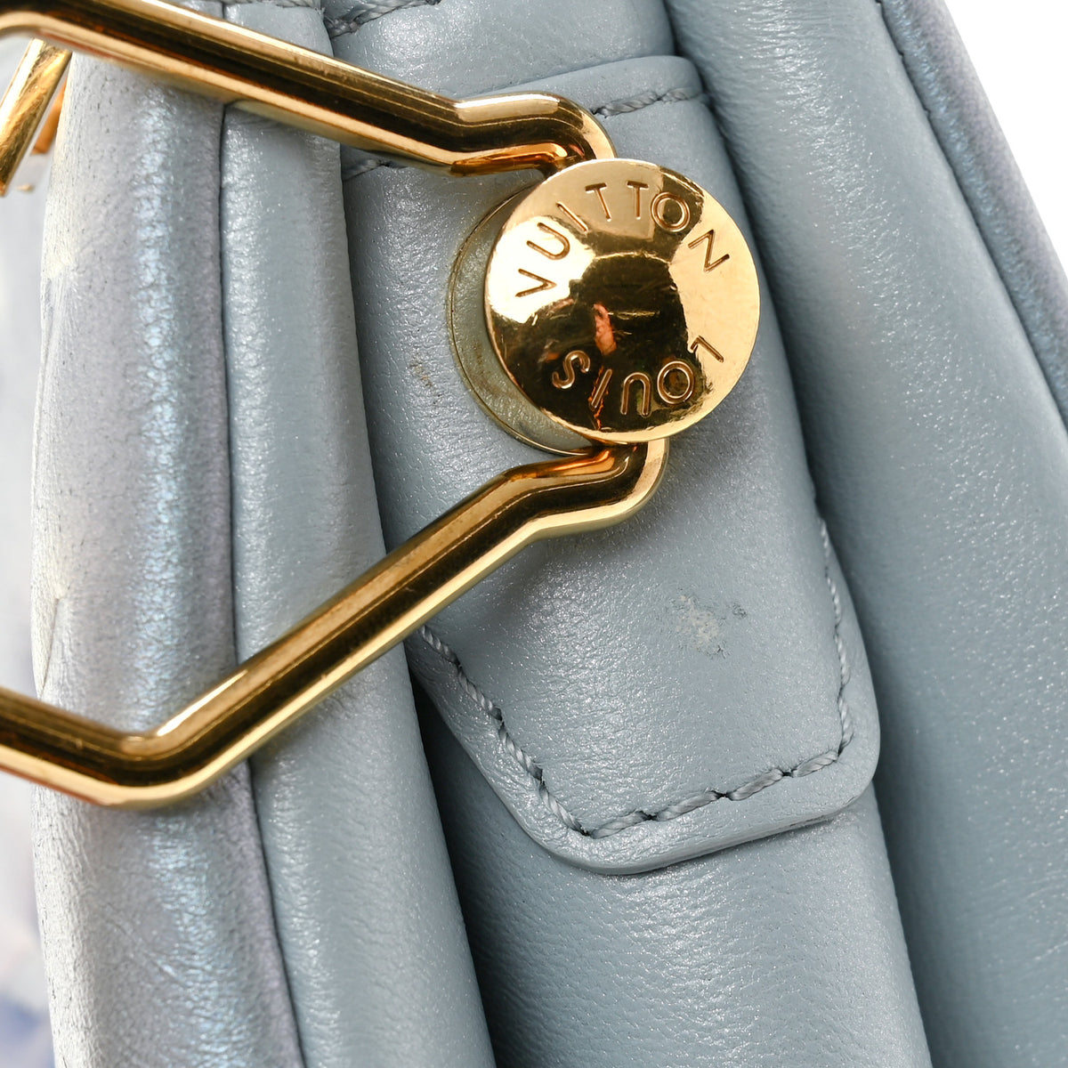 Metallic Lambskin Embossed Monogram Coussin BB Blue