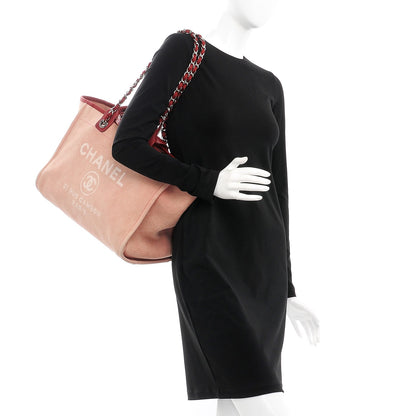 Chanel Canvas Large Deauville Tote Red 2 of 17