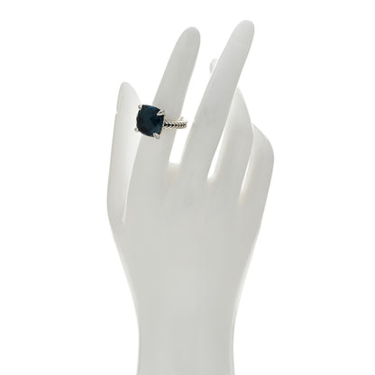 David Yurman Sterling Silver Diamond Hampton Blue Topaz 14mm Chatelaine Ring 52 6 2 of 6