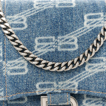 Balenciaga Denim BB Monogram Hourglass Chain Bag Blue 9 of 11