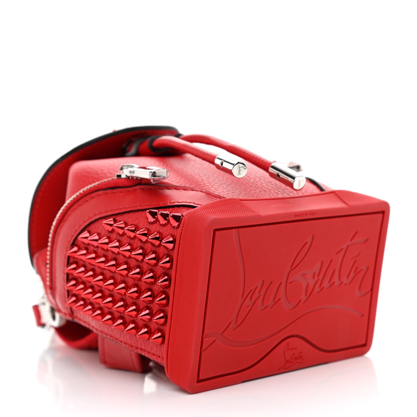 Calfskin Spiked Mini Explorafunk Keyring Bag Loubi