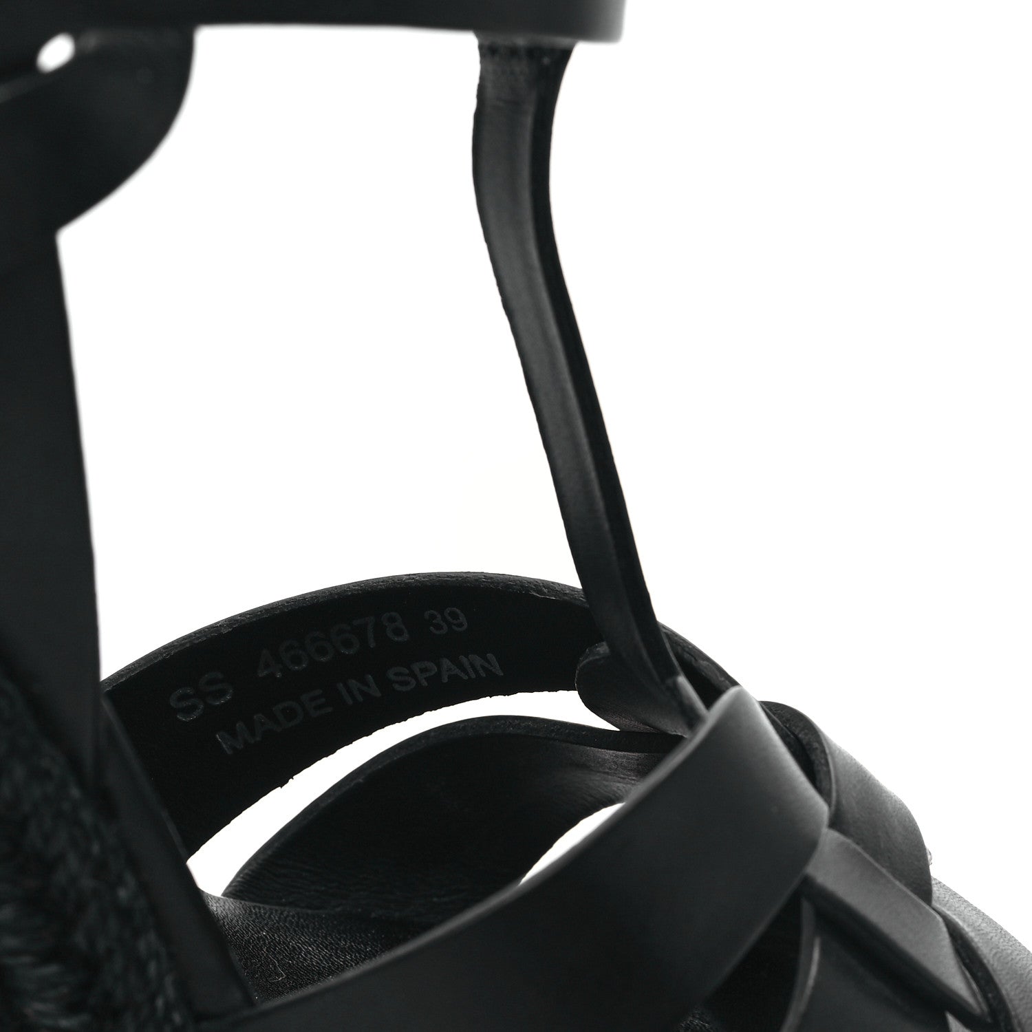 Saint Laurent Calfskin Tribute 95 Platform Espadrille Wedge Sandals 39 Black 7 of 8