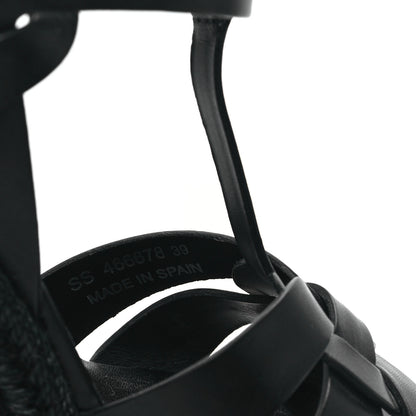 Saint Laurent Calfskin Tribute 95 Platform Espadrille Wedge Sandals 39 Black 7 of 8