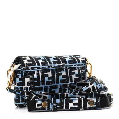 Fendi X JOSHUA VIDES Nylon FF Cloudy Mini Belt Baguette Bag White Celeste Black 2 of 4