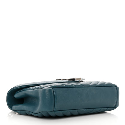 Saint Laurent Sheepskin Matelasse Chevron Monogram Medium College Bag Petrol Green 2 of 14