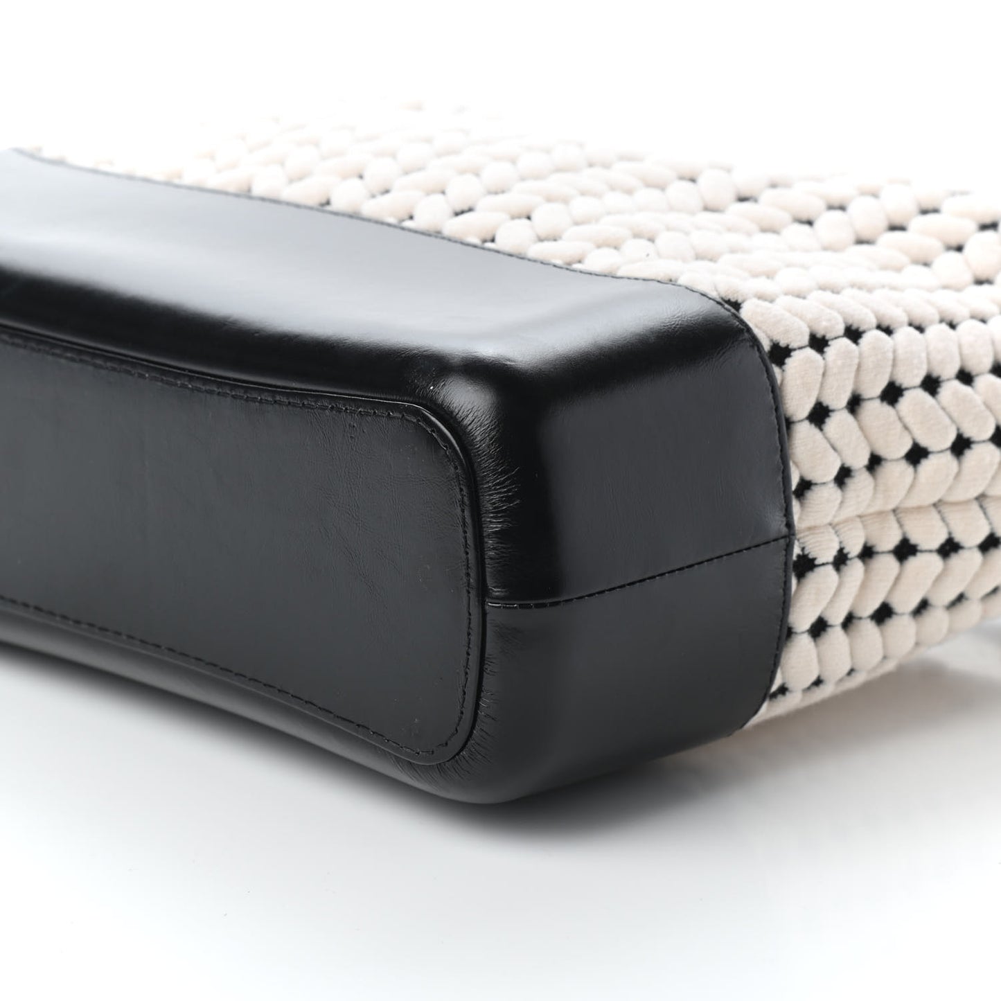 Wool Calfskin Medium Gabrielle Hobo Black White