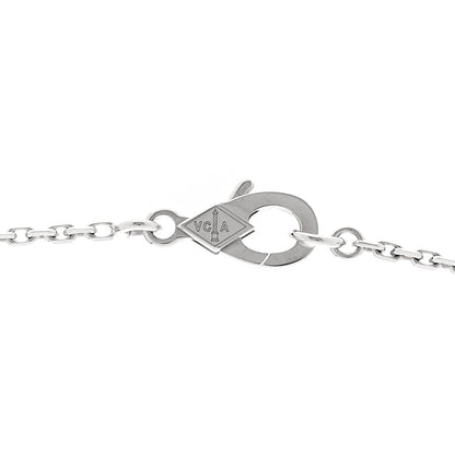 Van Cleef & Arpels 18K White Gold Diamond Guilloche Vintage Alhambra Pendant Necklace 4 of 7