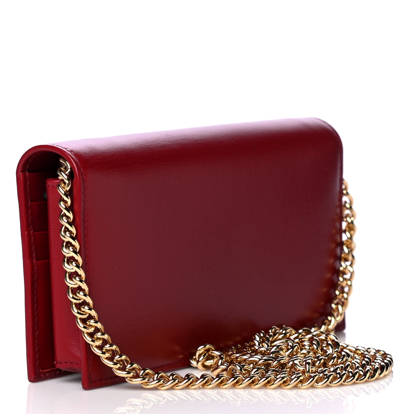 Boarded Plutone Calfskin Horsebit 1955 Wallet On Chain New Cherry Red