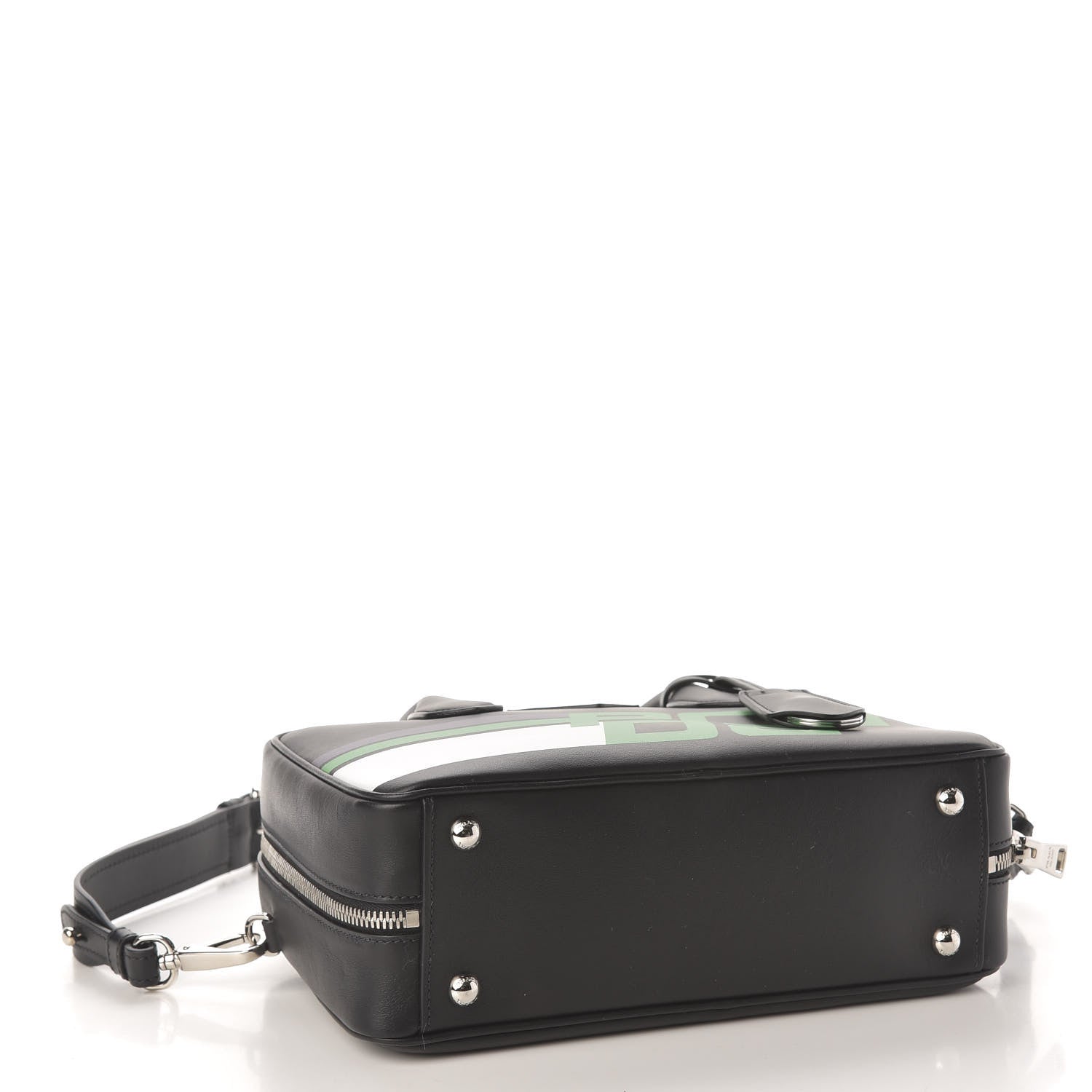 Prada City Calfskin Racing Logo Bowler Black Verde 4 of 10