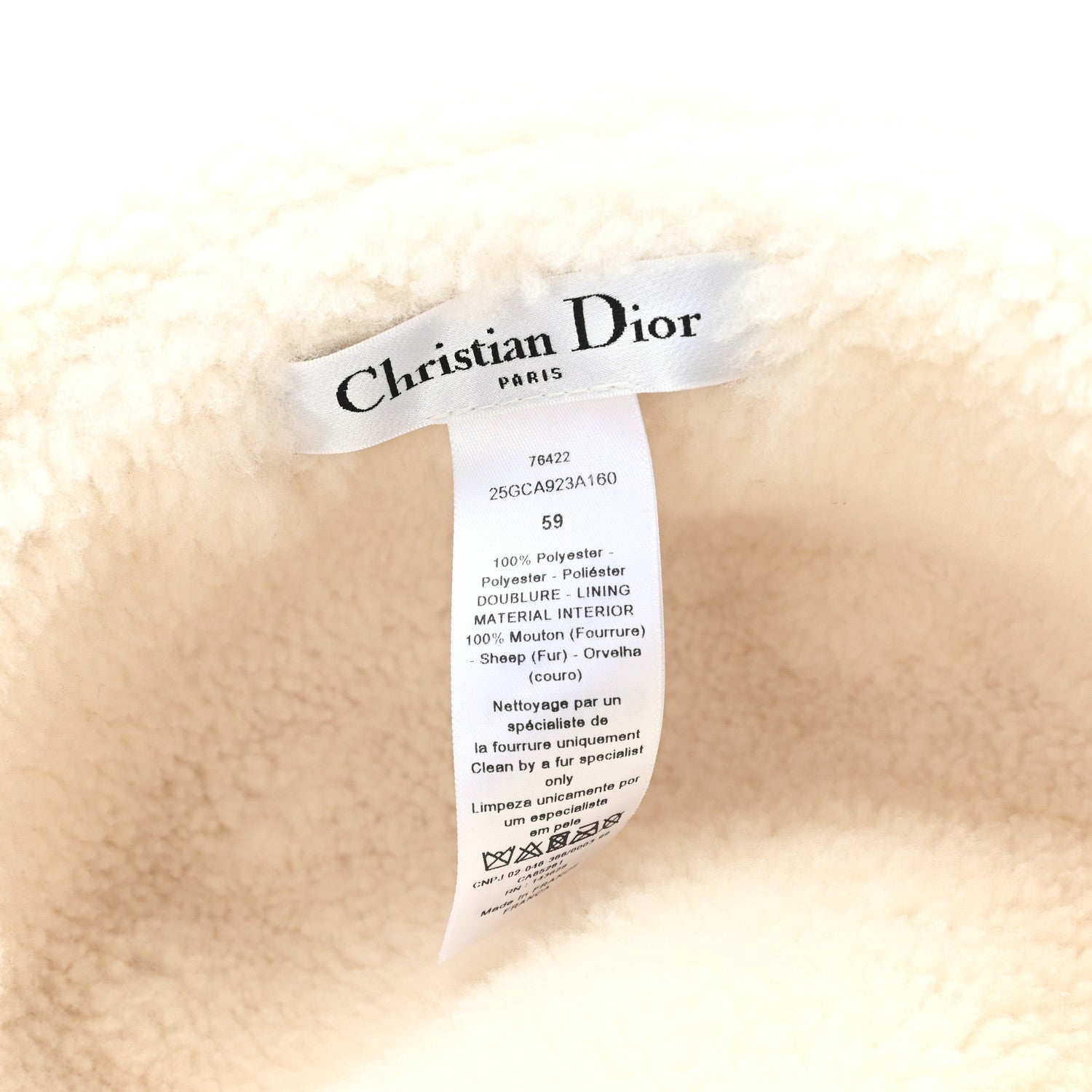 Christian Dior Nylon Shearling Cannage D-Bobby Bucket Hat 59 Black Ecru 8 of 8