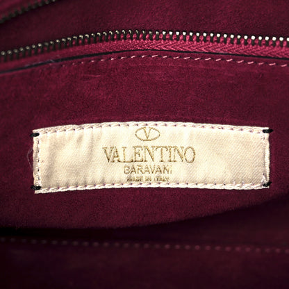 Valentino Garavani Grained Calfskin Onyx Medium Guitar Strap Rockstud Rolling Flap Saddle Bag Disco Pink 6 of 10