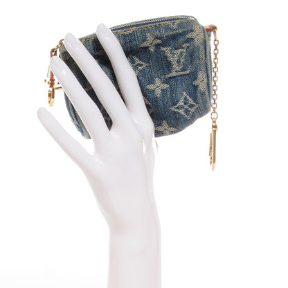 Louis Vuitton Monogram Denim Pochette Speedy PM Key Holder Blue 2 of 7