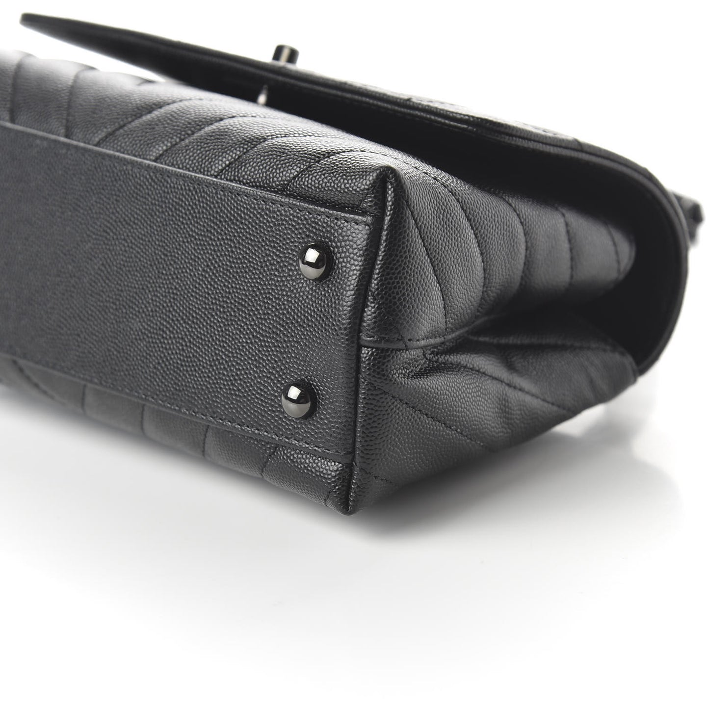 Caviar Chevron Quilted Mini Coco Handle Flap So Black