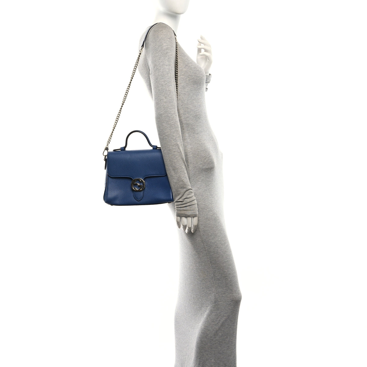 Gucci Dollar Calfskin Interlocking G Top Handle Shoulder Bag Caspian 2 of 11