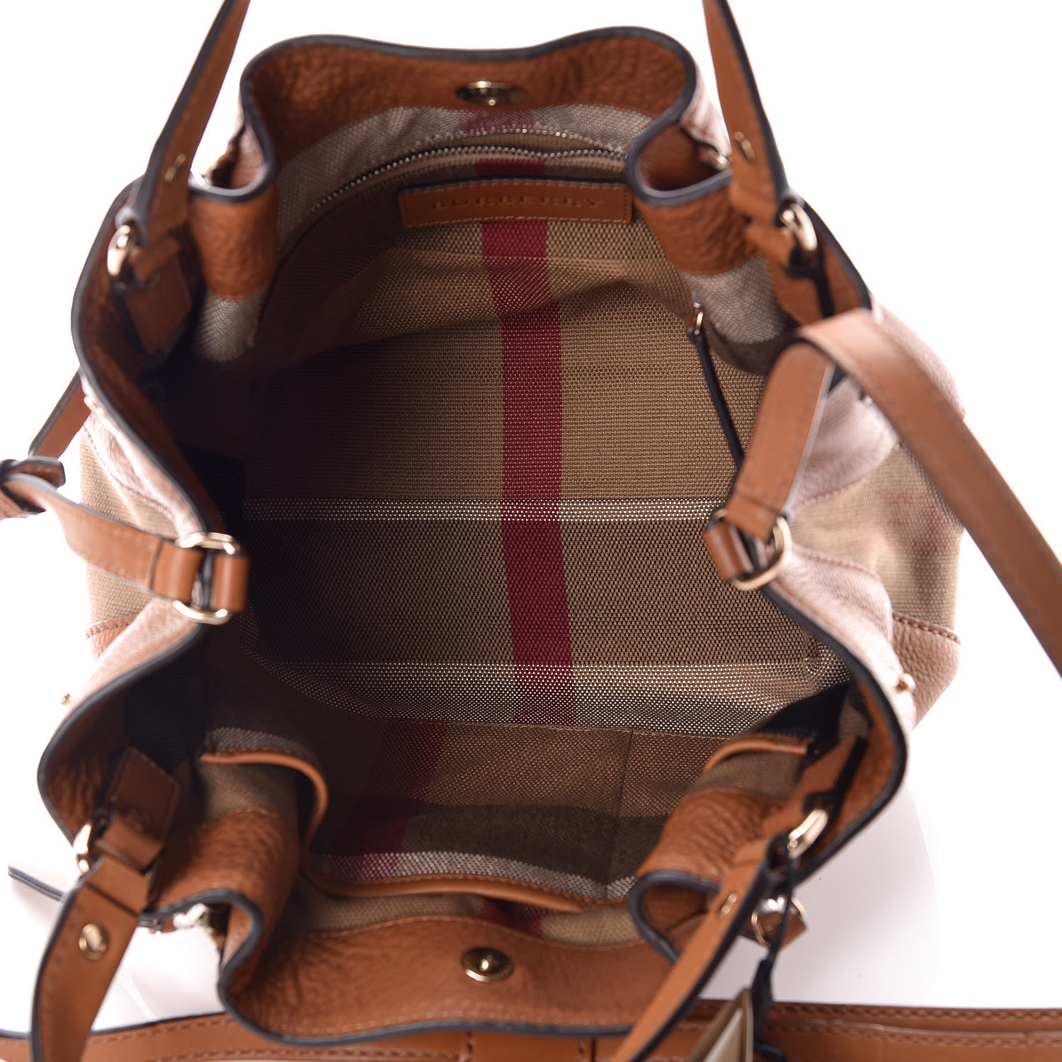Burberry Grainy Calfskin House Check Small Maidstone Saddle Brown 6 of 10