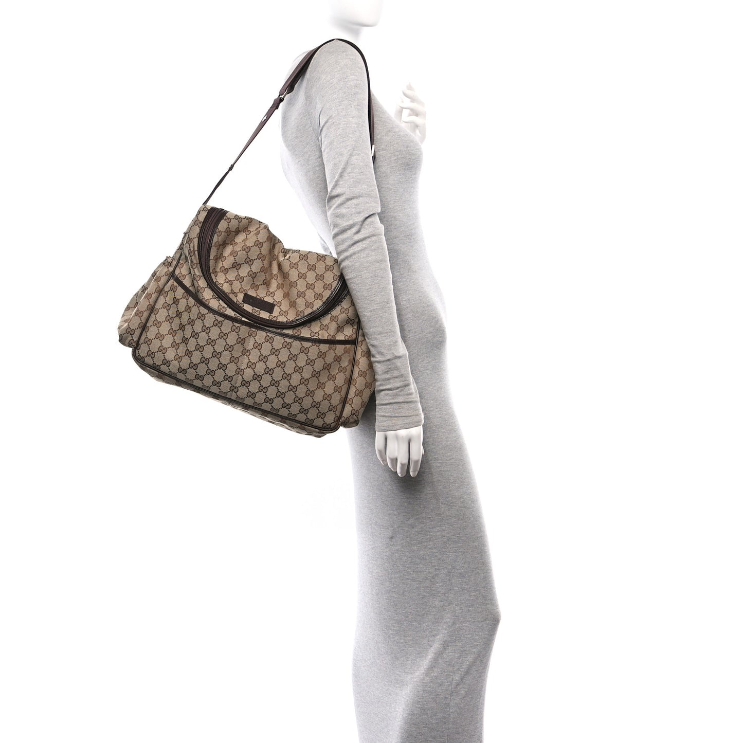 Monogram Natural Pigskin Large Diaper Bag Beige Ebony Cocoa Dark Chocolate