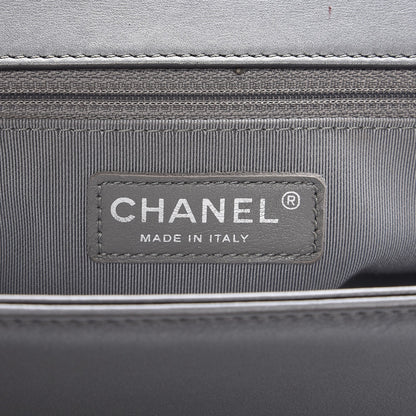 Chanel Metallic Calfskin Quilted New Medium Boy Flap Dark Silver 8 of 10