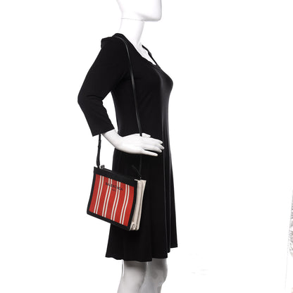 Balenciaga Cotton Canvas Striped Pochette Crossbody Bag Red 1 of 11