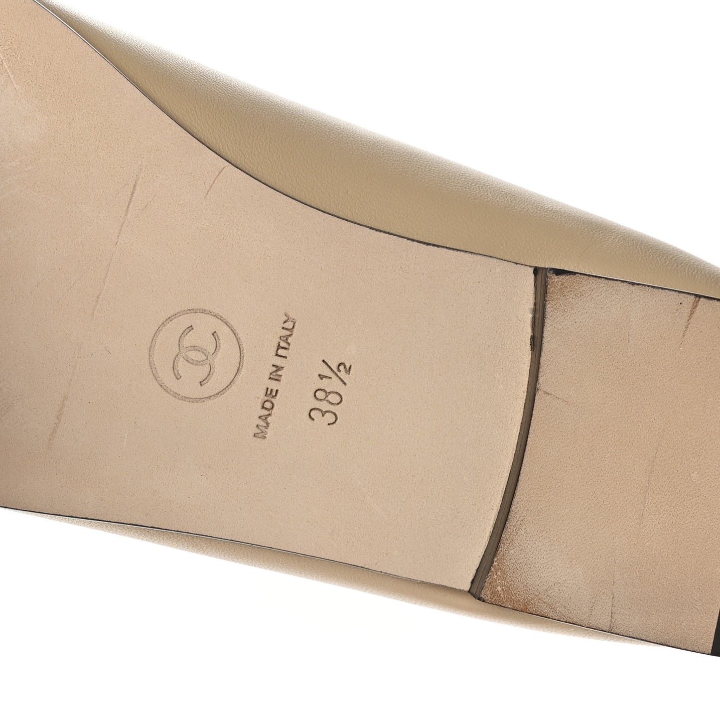 Lambskin Cap Toe CC Ballerina Flats 38.5 Beige Black