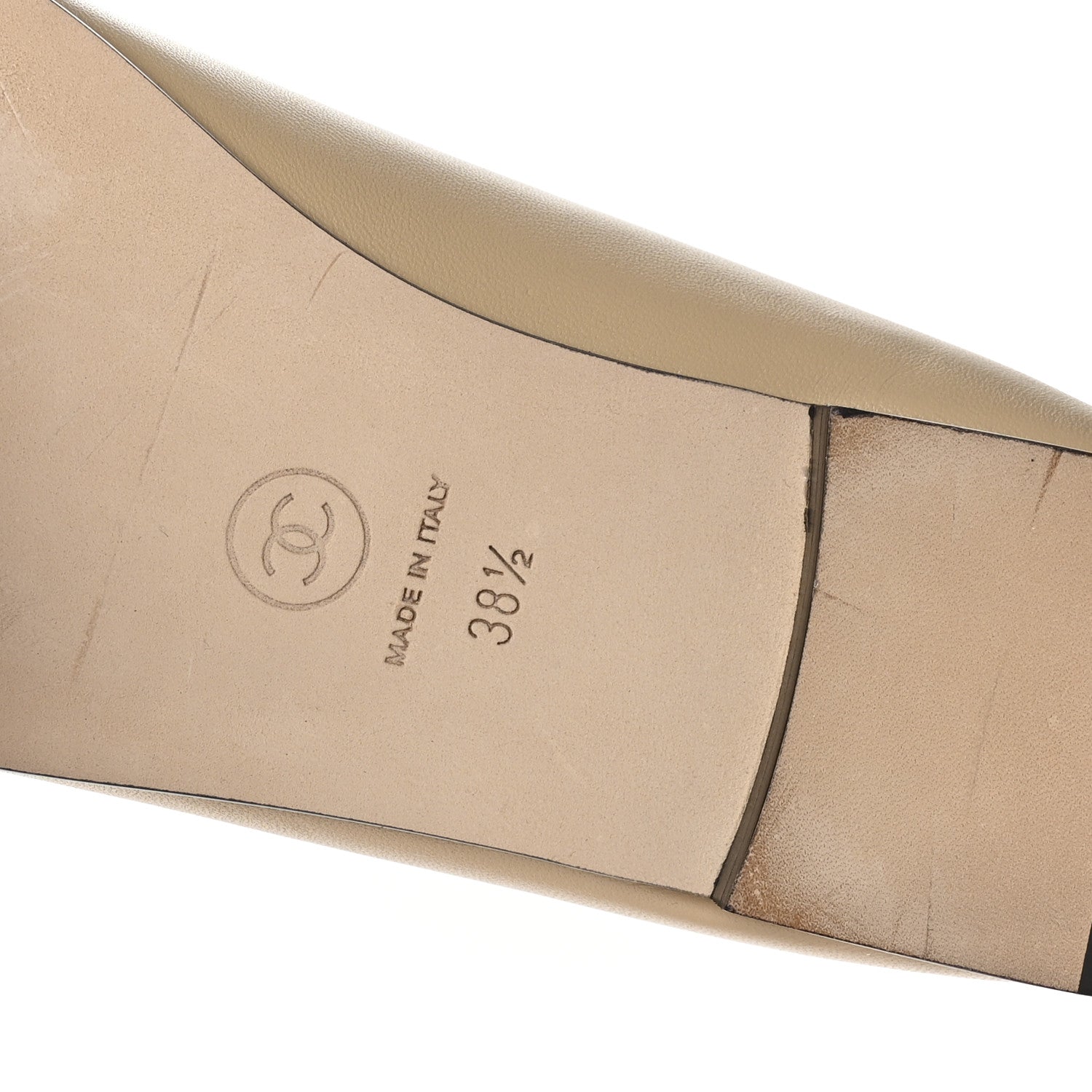 Chanel Lambskin Cap Toe CC Ballerina Flats 38.5 Beige Black 7 of 9