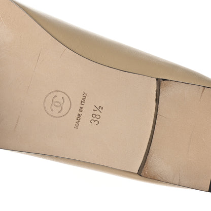 Chanel Lambskin Cap Toe CC Ballerina Flats 38.5 Beige Black 7 of 9