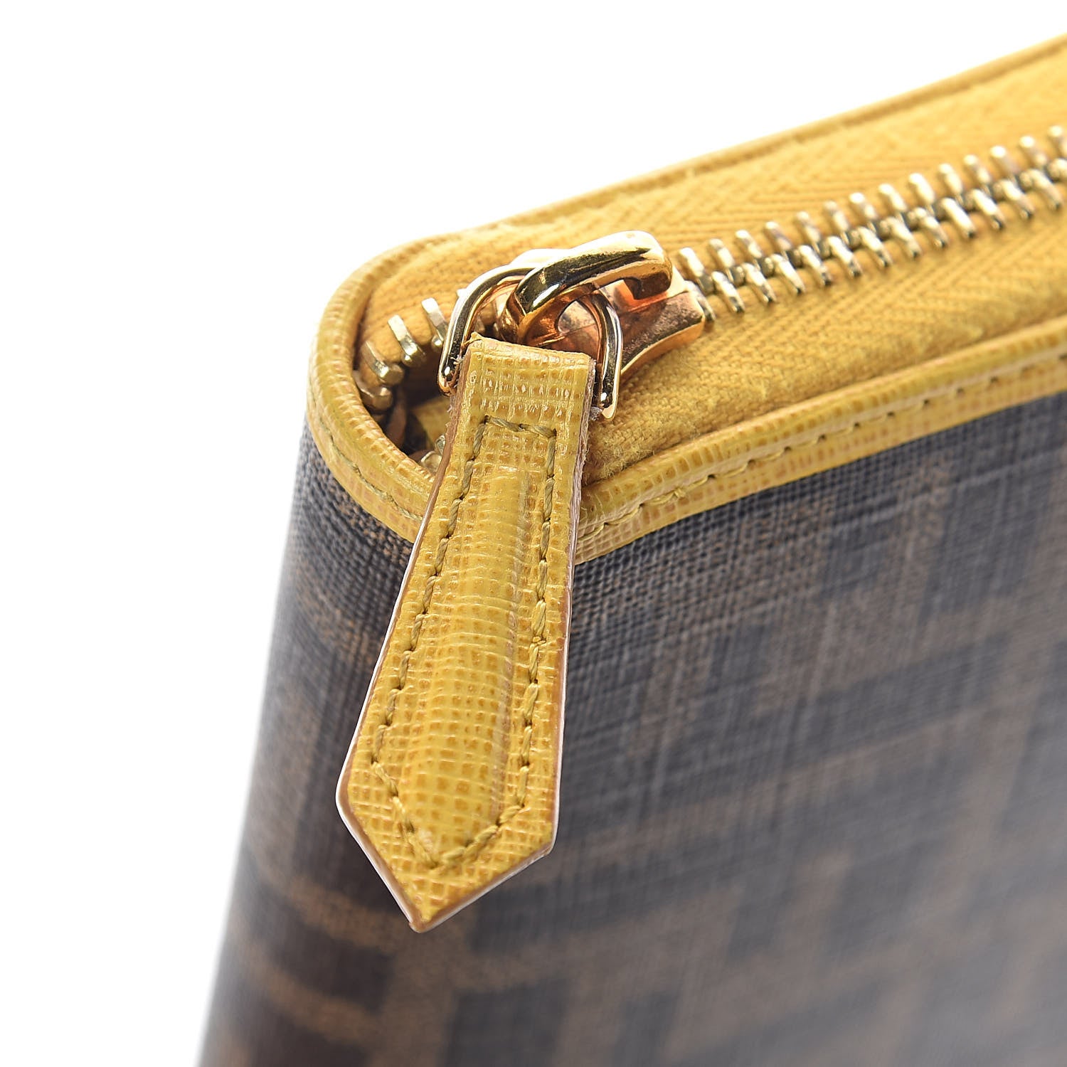 Fendi Zucca Spalmati Vitelllo Elite Zip Around Wallet Tobacco Yellow 9 of 11