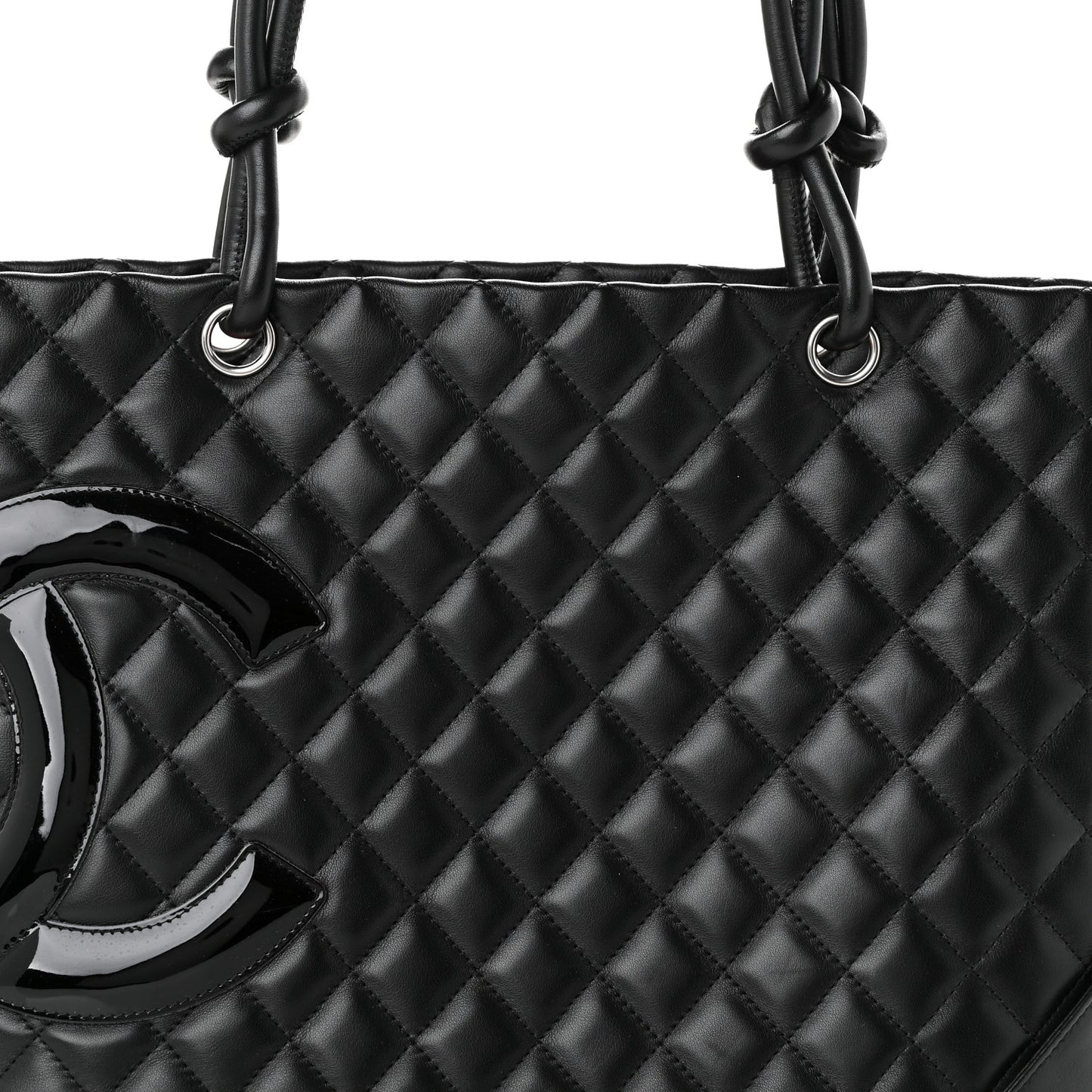 Calfskin Quilted Large Cambon Tote Black