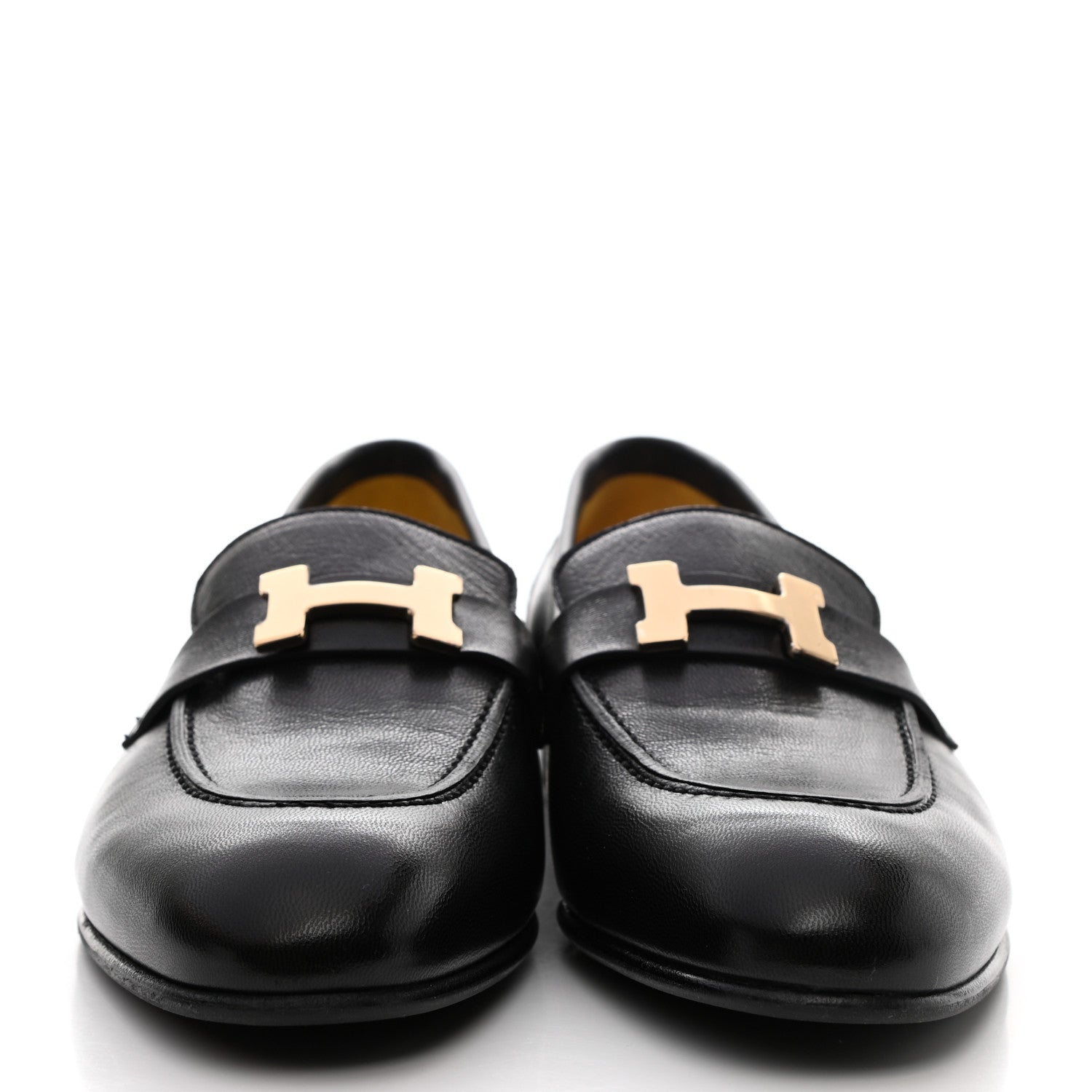 Hermes Goatskin Womens Paris Loafers 39.5 Black 2 of 9