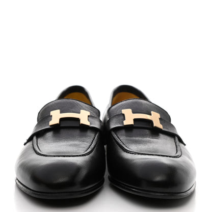 Hermes Goatskin Womens Paris Loafers 39.5 Black 2 of 9