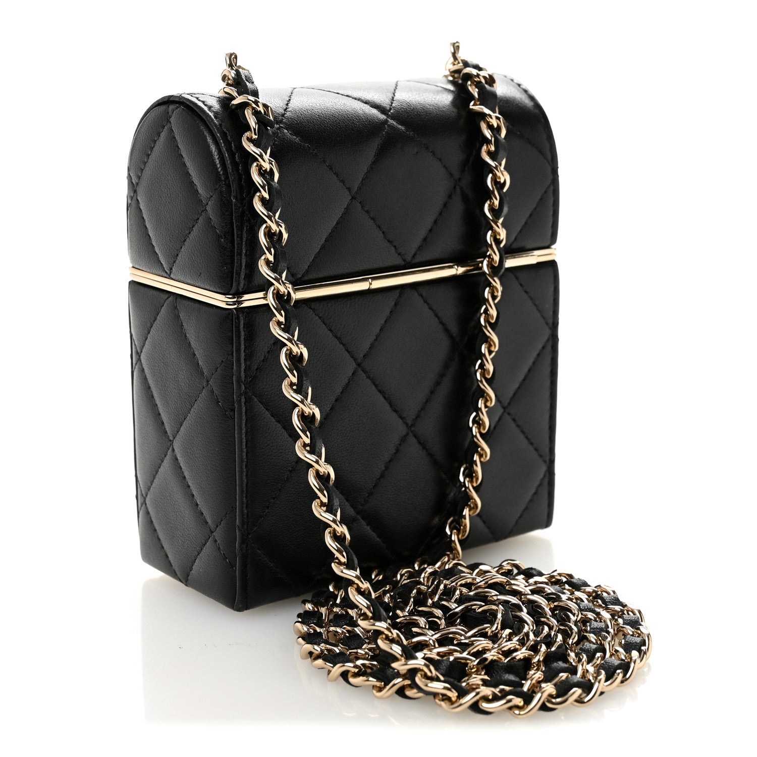 Chanel Lambskin Quilted Small Box With Chain Black 4 of 11