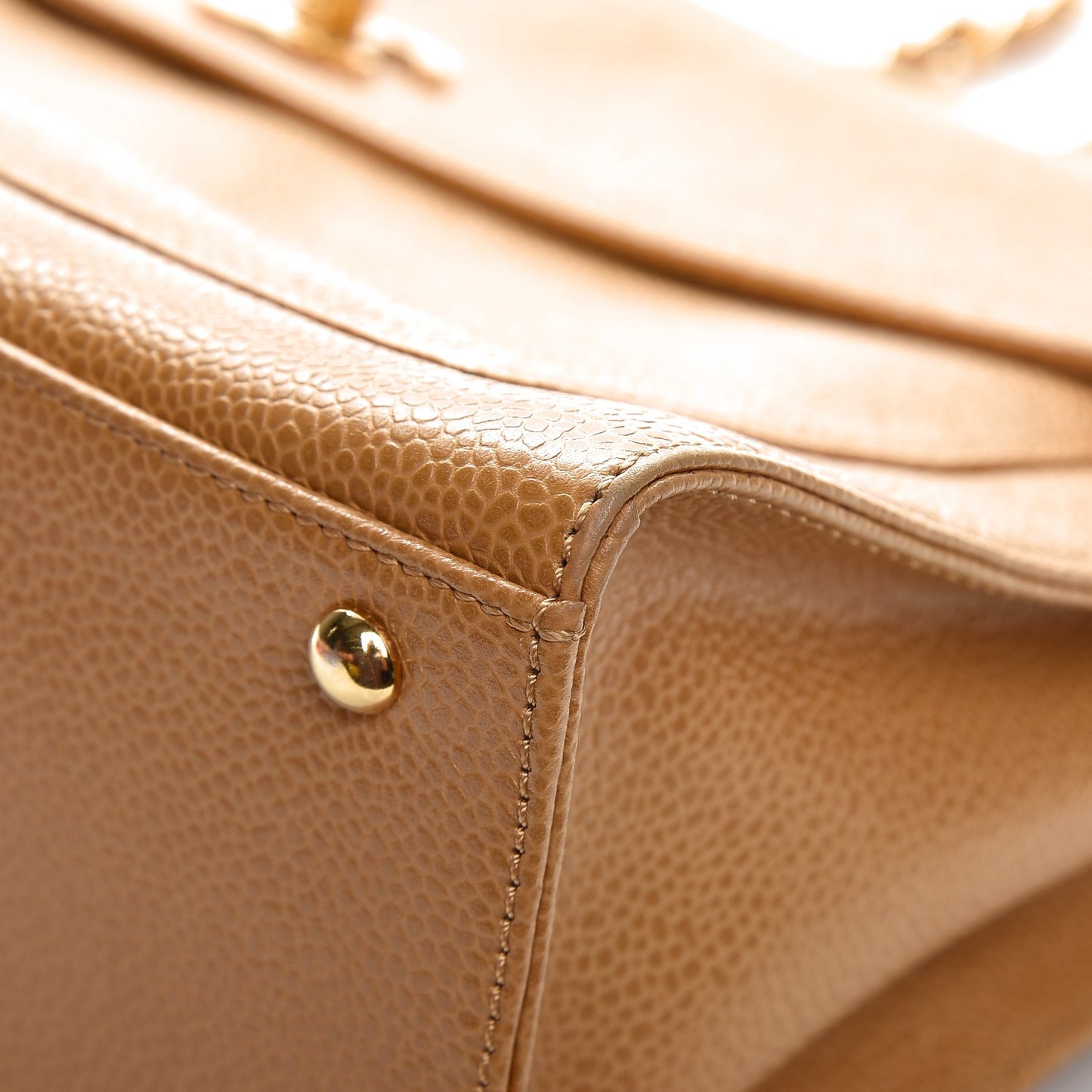 Caviar Flap Shoulder Bag Beige