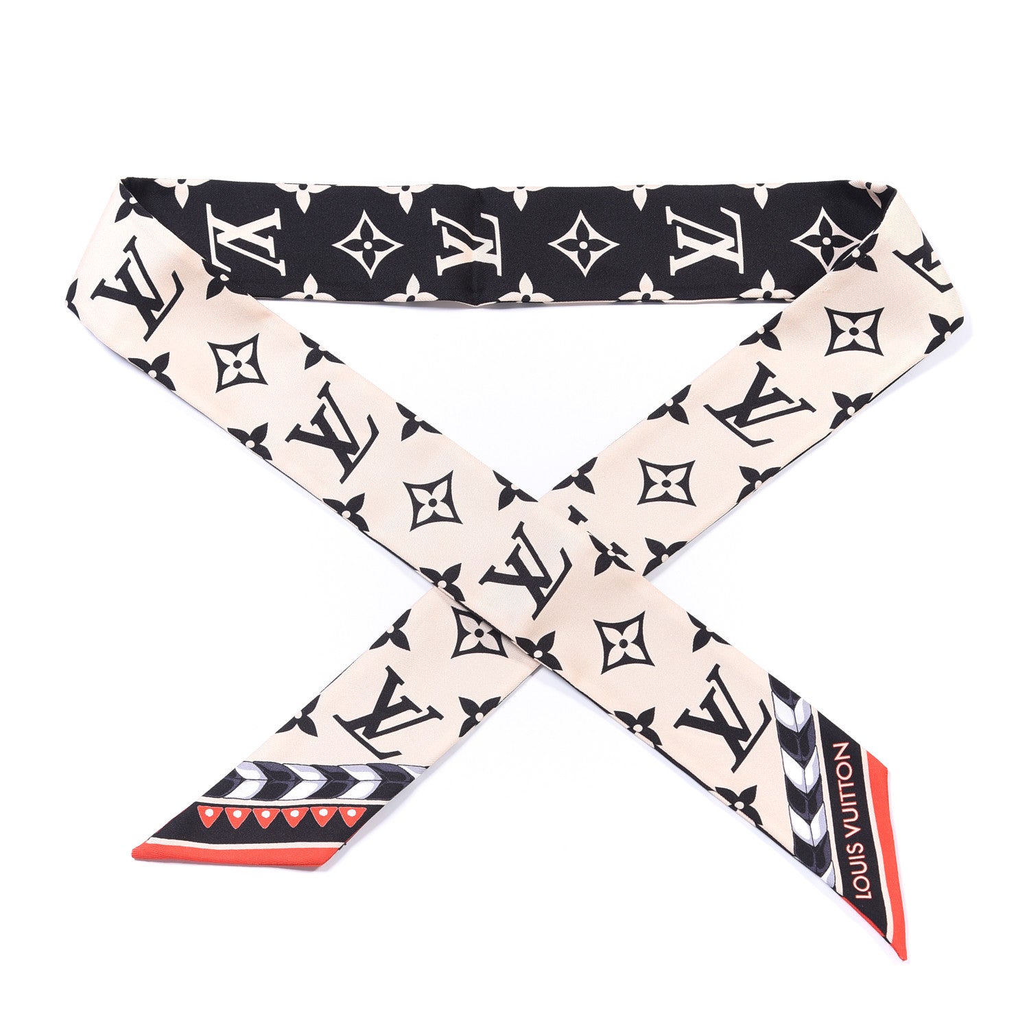 Louis Vuitton Silk Monogram LV Crafty Bi Color BB Bandeau Black Cream 1 of 3