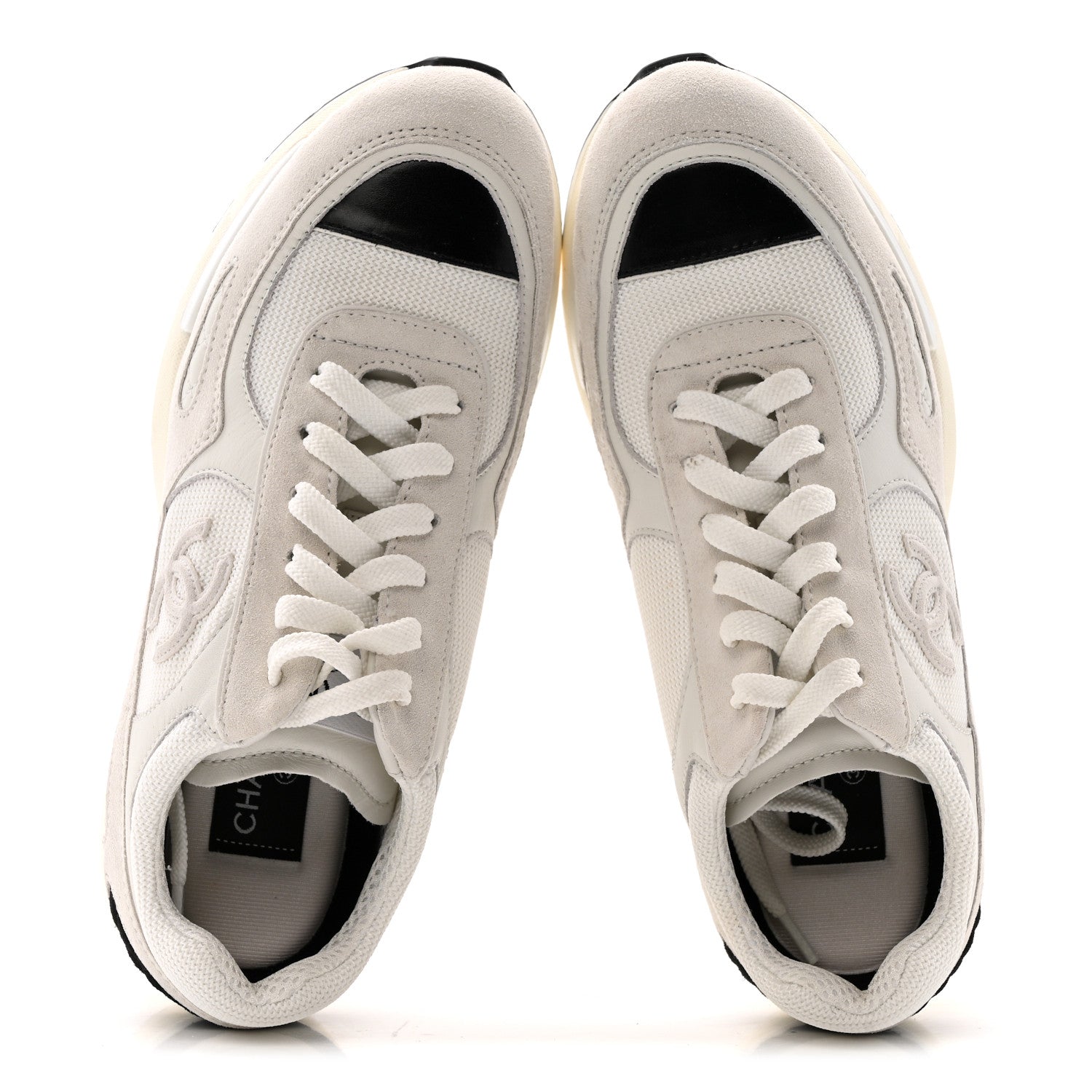 Chanel Mixed Fibers Suede Shiny Calfskin Womens CC Sneakers 39