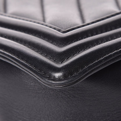 Chanel Calfskin Chevron Quilted New Medium Boy Flap Black 11 of 14