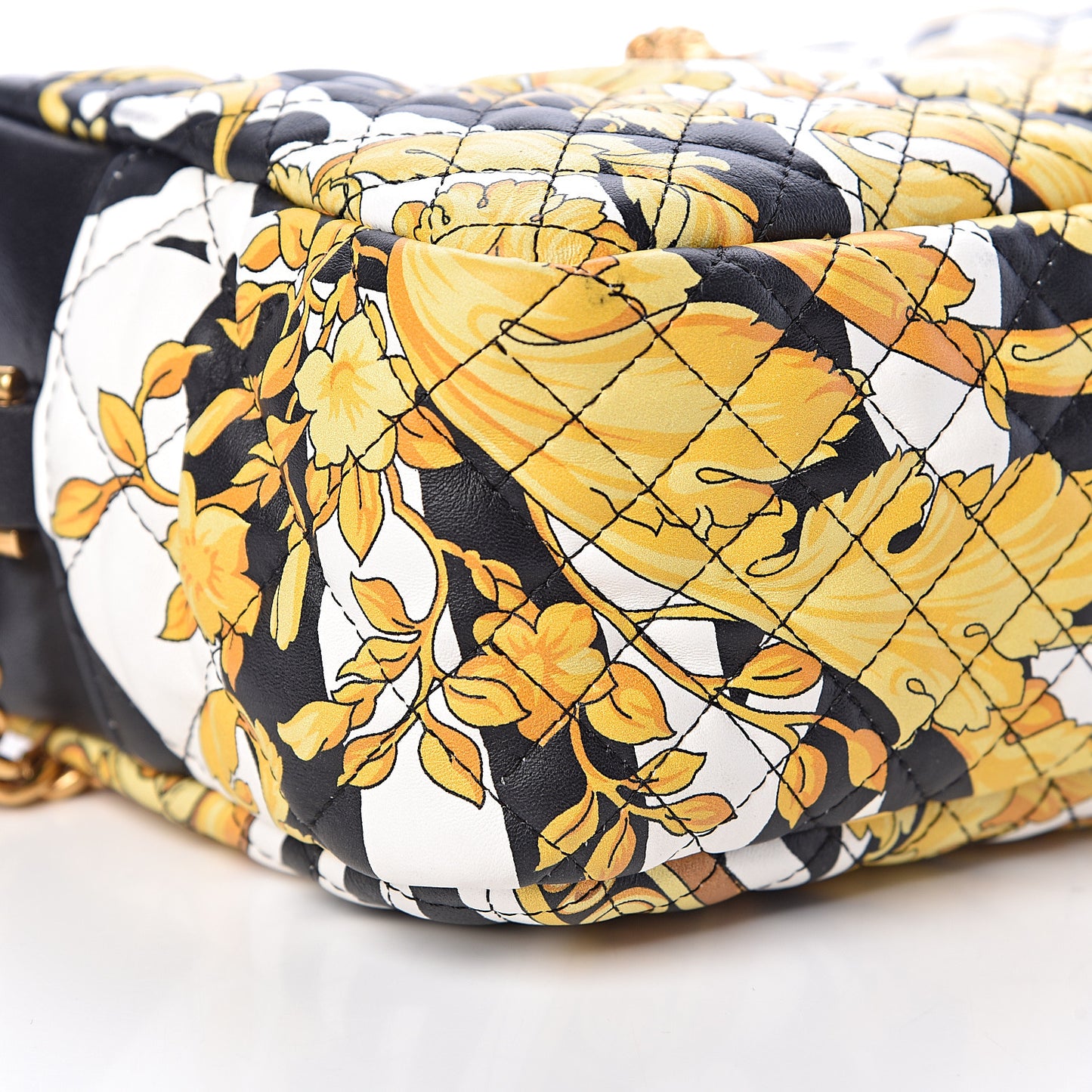 Nappa Quilted Barocco Print Small Camera Bag Black