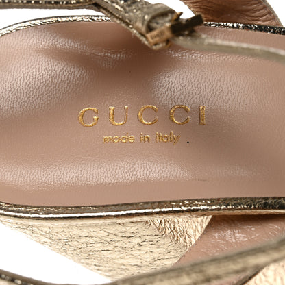 Gucci Galassia GG Marmont Ankle Wrap 30/115mm Platform Sandals 40 Platino 6 of 10