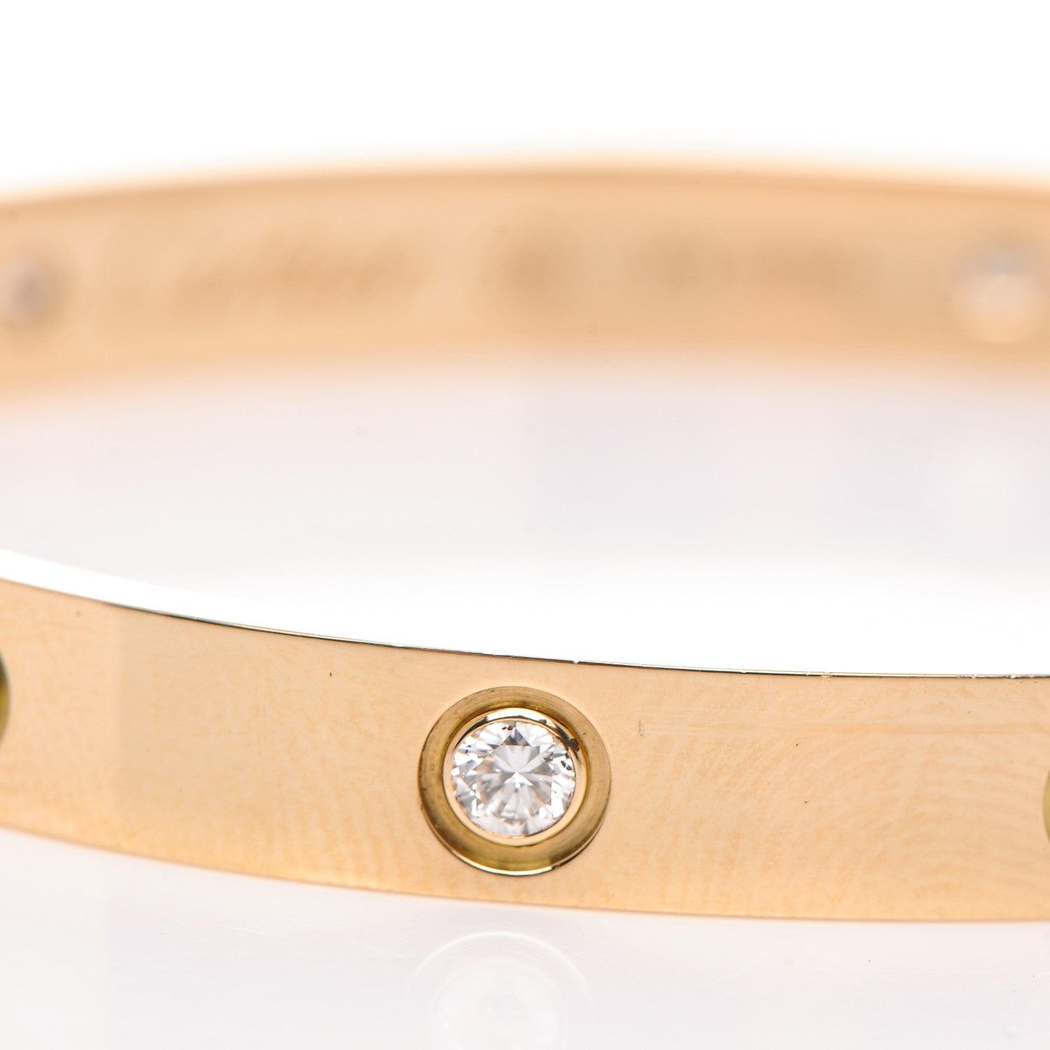 Cartier 18K Yellow Gold 4 Diamond LOVE Bracelet 17 7 of 8
