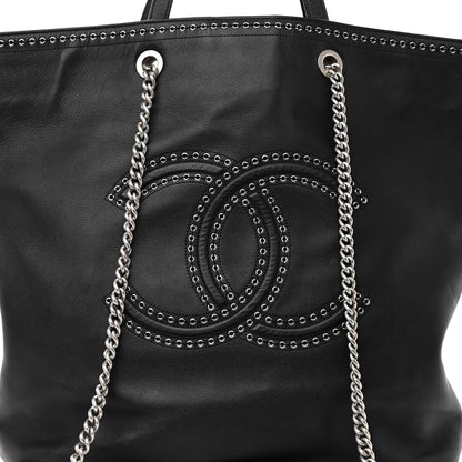 Chanel Grained Calfskin Large Coco Eyelets Shopping Tote Black 7 of 13