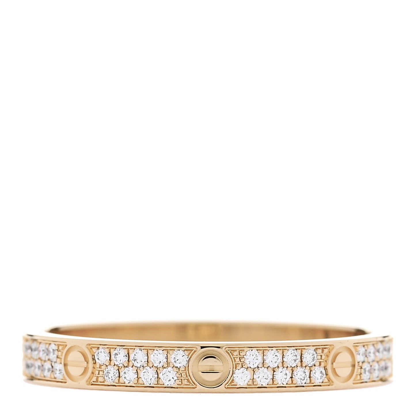 18K Yellow Gold Diamond 2.6mm LOVE Paved Band Ring 54 6.75 54/6.75