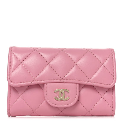 Chanel Lambskin Quilted Flap Card Holder Wallet Pink 1 of 9