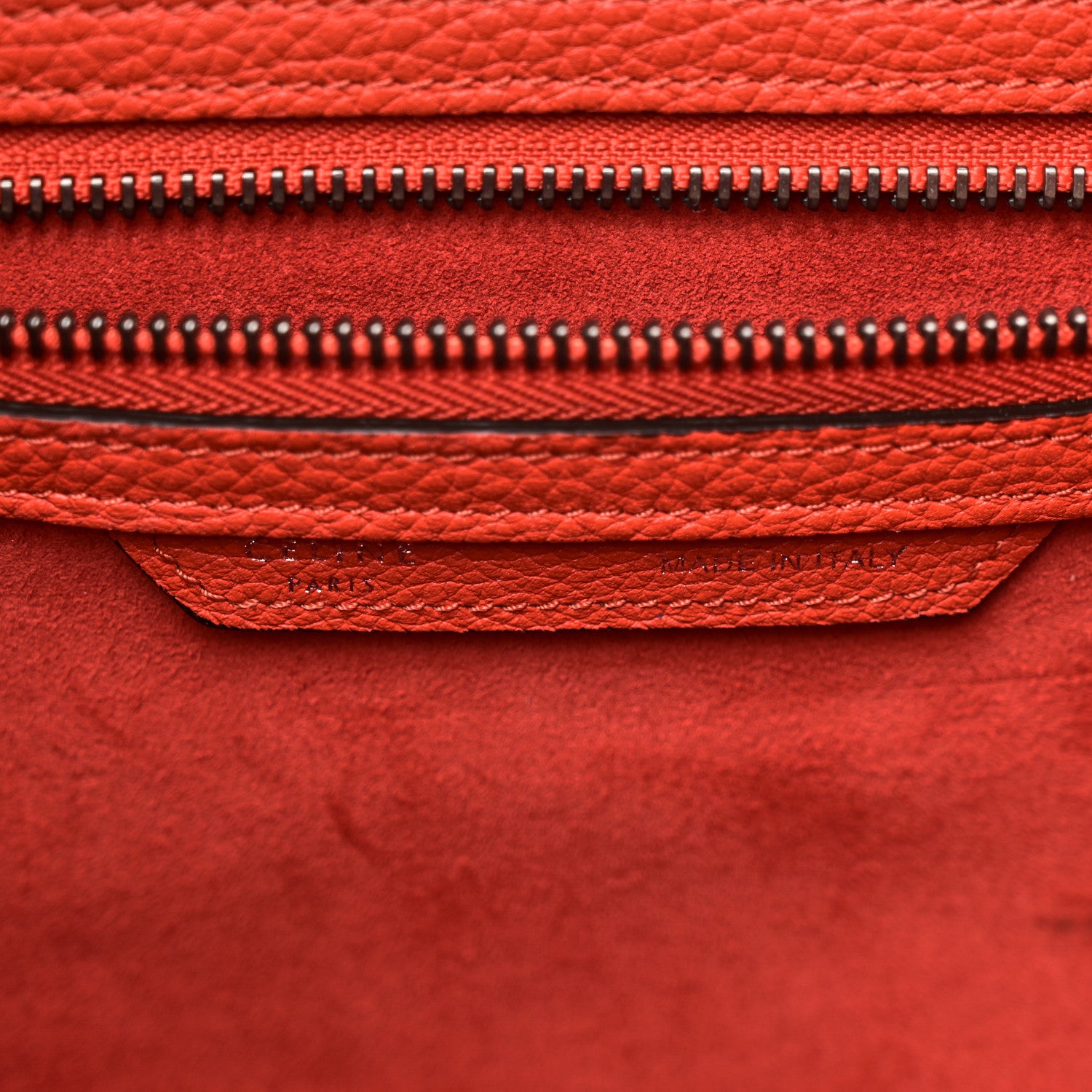 Celine Drummed Calfskin Mini Luggage Vermillion 6 of 9
