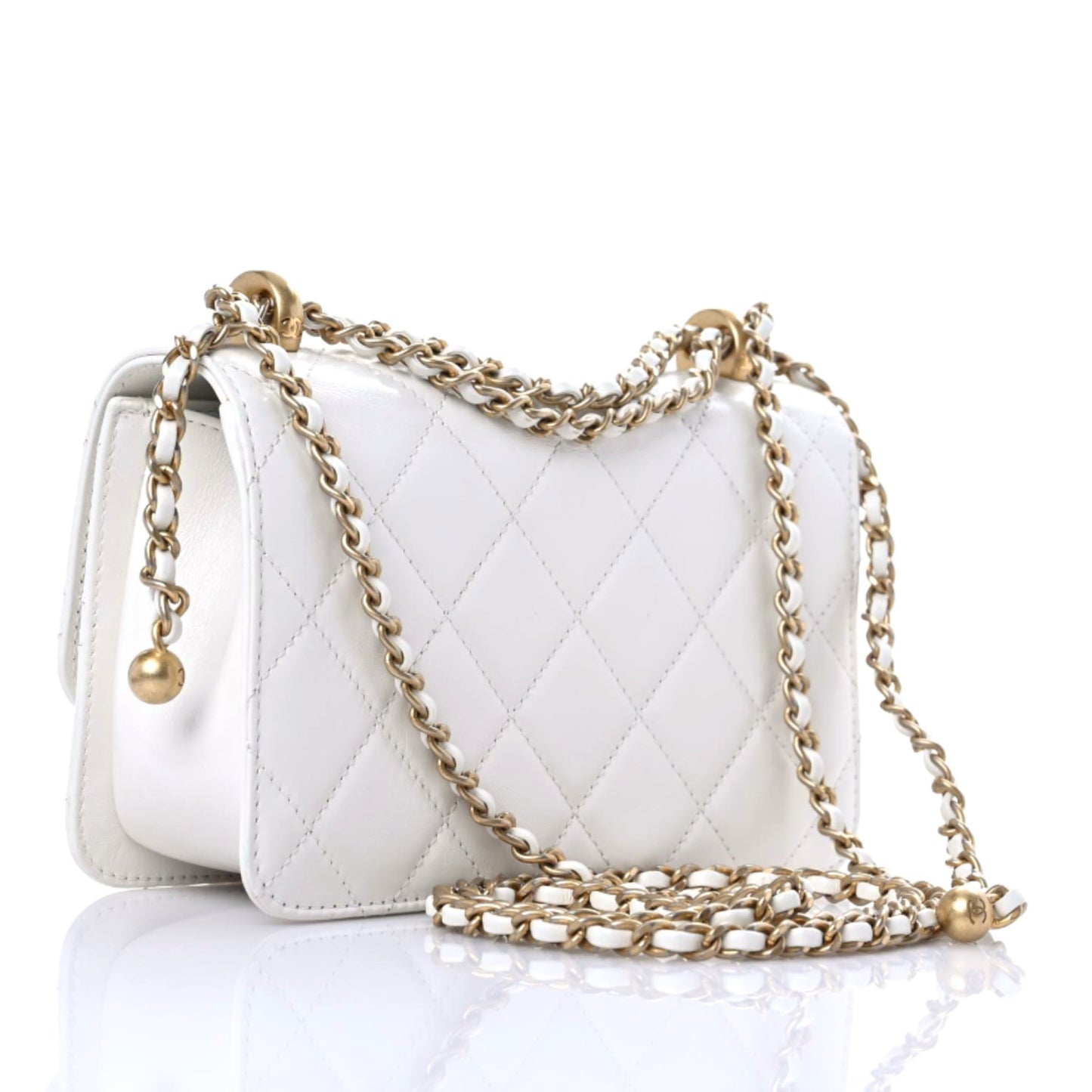 Calfskin Quilted Mini Perfect Fit Flap White