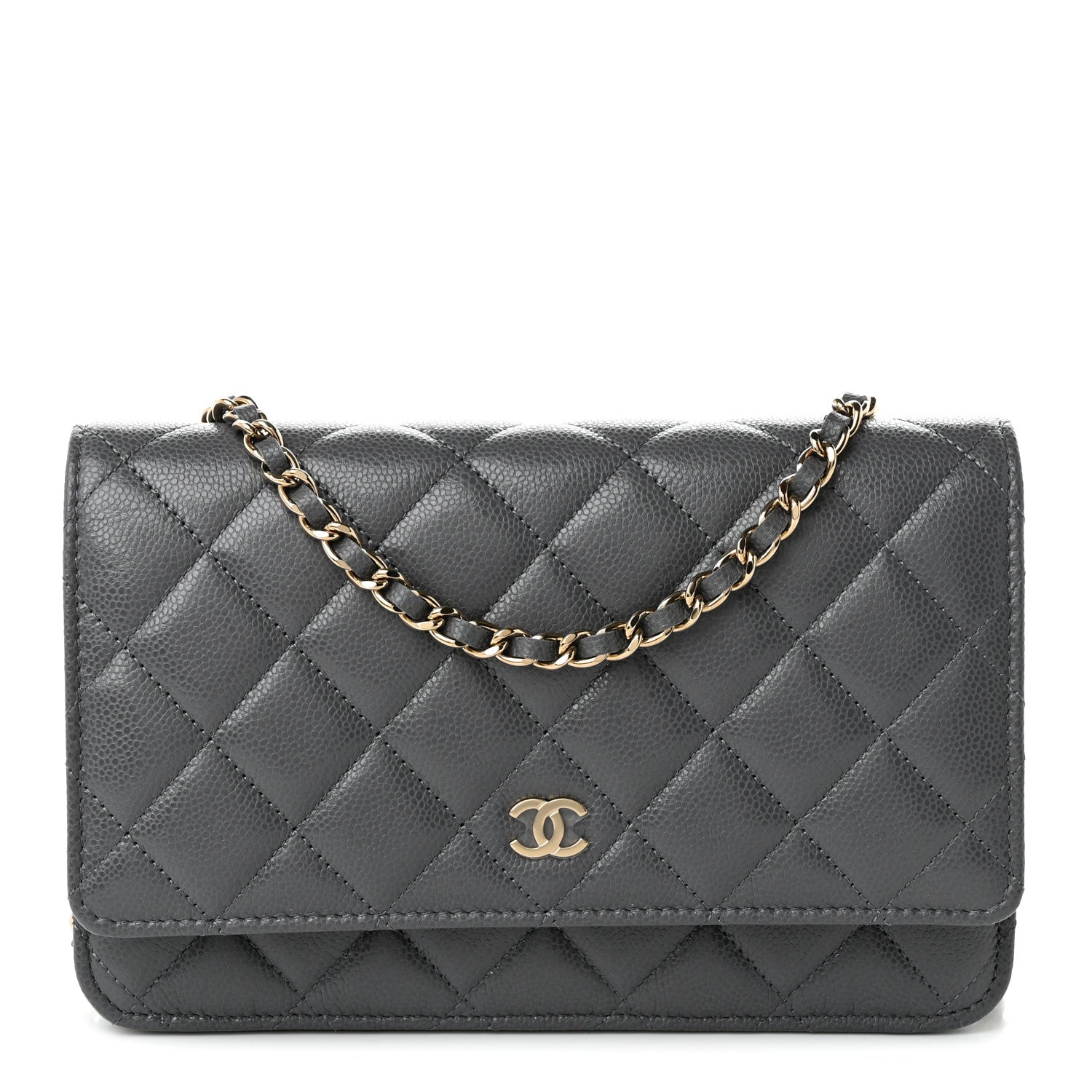 Chanel Caviar Quilted Wallet on Chain WOC Grey 1 of 11