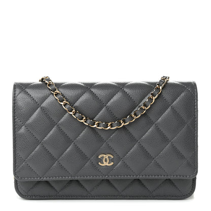 Chanel Caviar Quilted Wallet on Chain WOC Grey 1 of 11