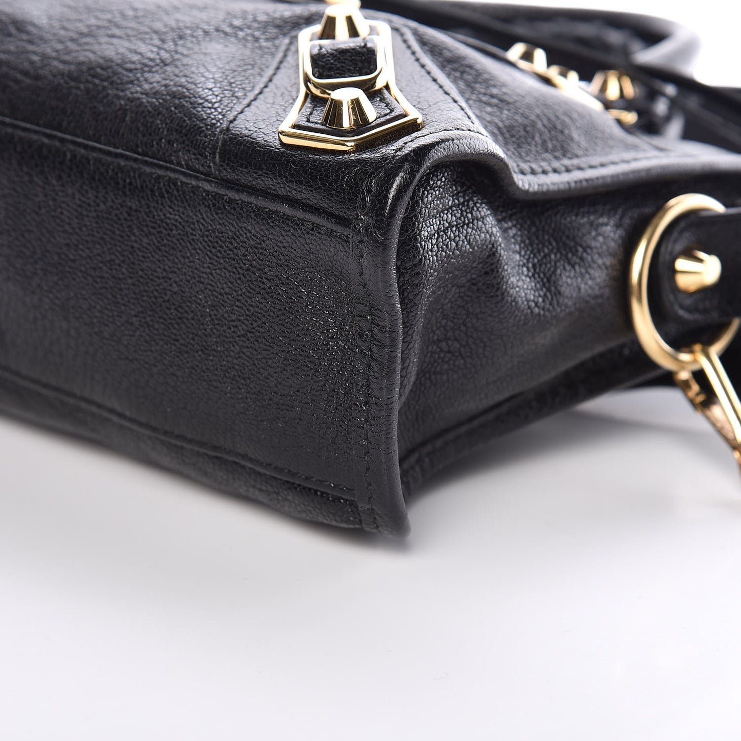 Chevre Gold Metallic Edge Hardware Mini City Black