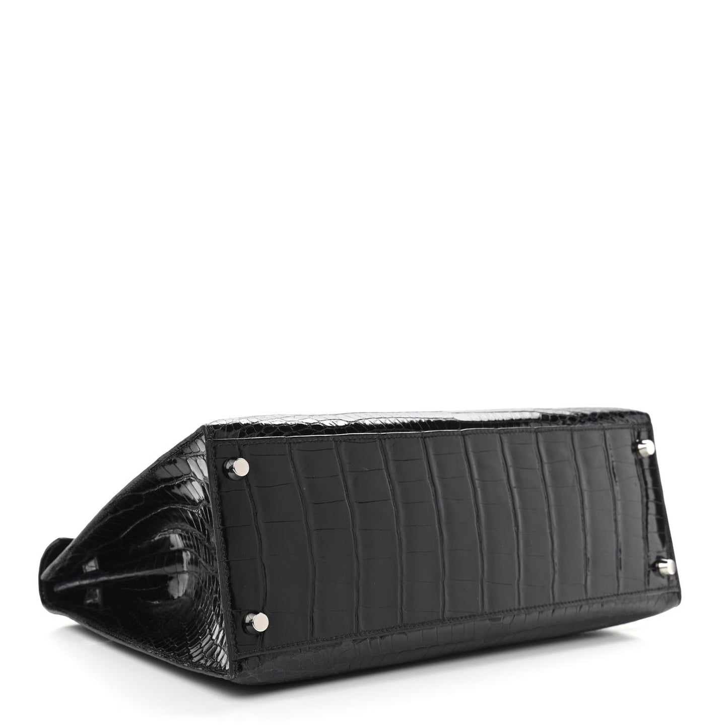 Shiny Porosus Crocodile Kelly Sellier 32 Black