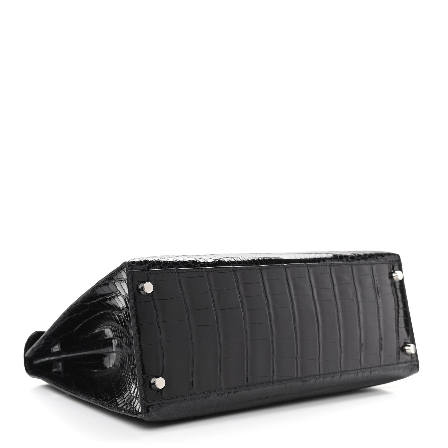 Hermes Shiny Porosus Crocodile Kelly Sellier 32 Black 4 of 11