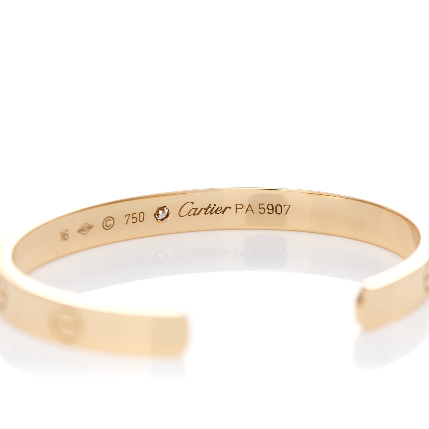 18K Yellow Gold 1 Diamond LOVE Cuff Bracelet 16