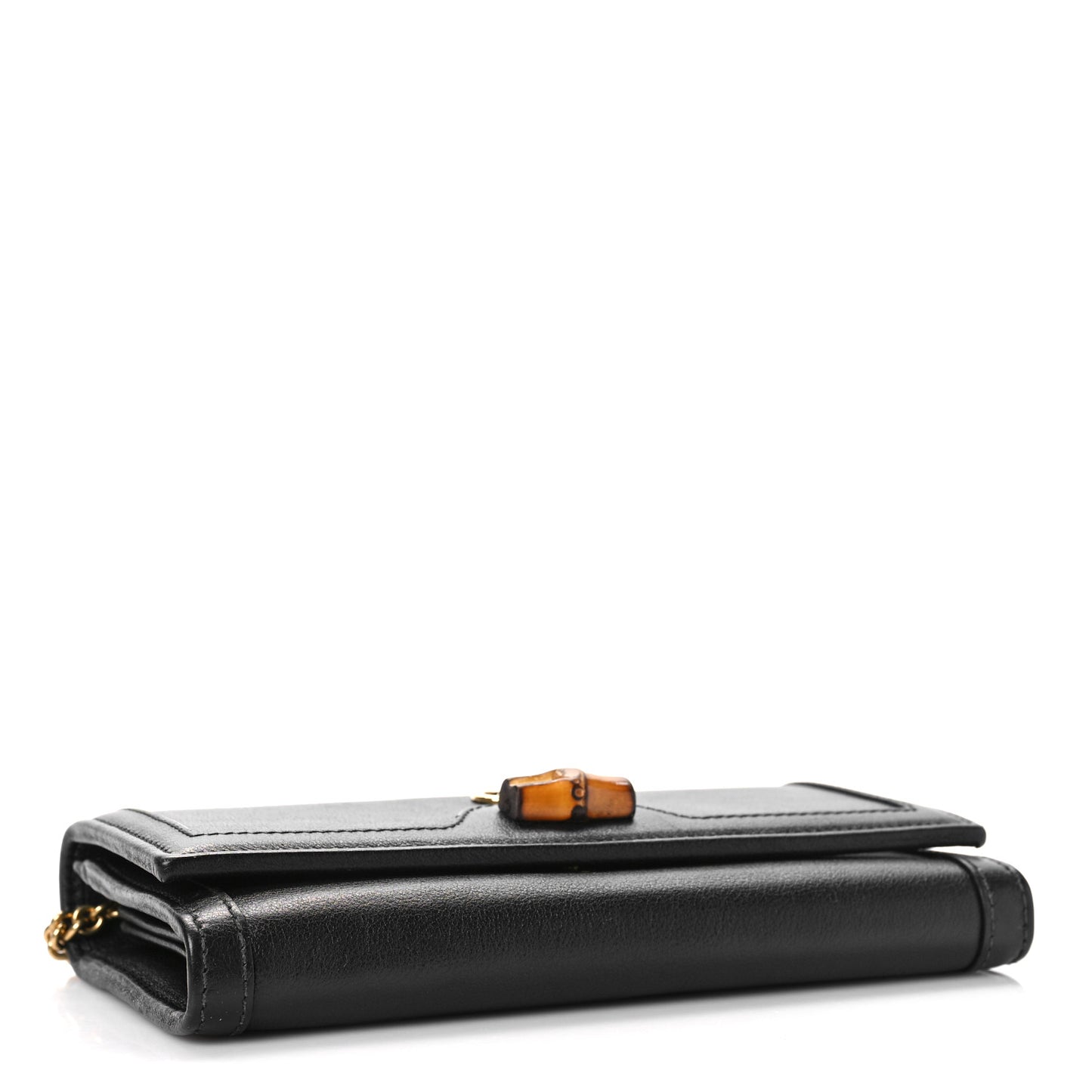 Wonka Grain Calfskin Diana Chain Wallet Black