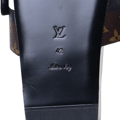 Louis Vuitton Calfskin Monogram Bom Dia Flat Mule 42 Black White 7 of 9